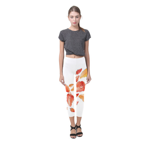 Red- orange leaves Capri Legging (Model L02)