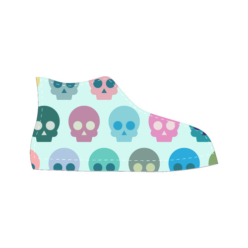 Colorful Skull Cute Pattern Men’s Classic High Top Canvas Shoes /Large Size (Model 017)