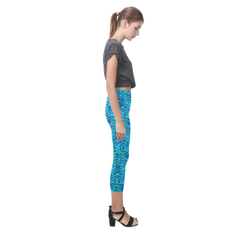 Green Mermaid Tale Pattern Capri Legging (Model L02)