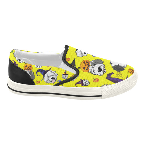 Halloween OES faces yellow Women's Slip-on Canvas Shoes (Model 019)