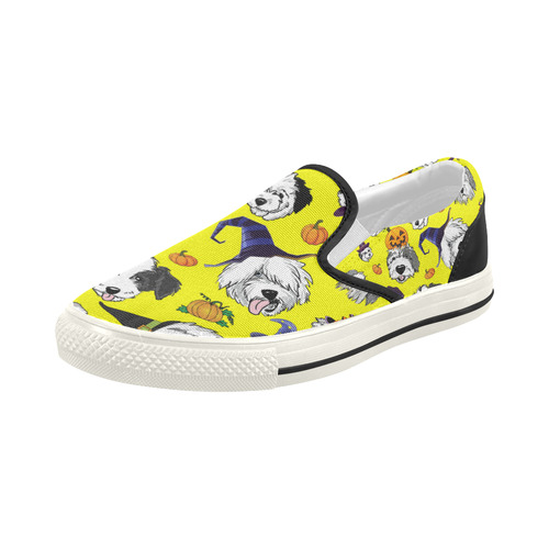 Halloween OES faces yellow Women's Slip-on Canvas Shoes (Model 019)