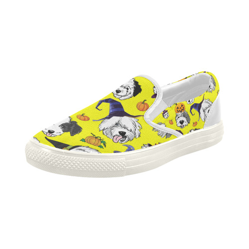 Halloween OES faces yellow Women's Slip-on Canvas Shoes (Model 019)