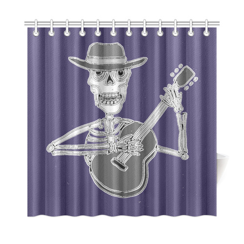 Cool Skeleton Playing Guitar Shower Curtain 72"x72"