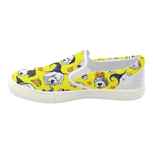 Halloween OES faces yellow Women's Slip-on Canvas Shoes (Model 019)