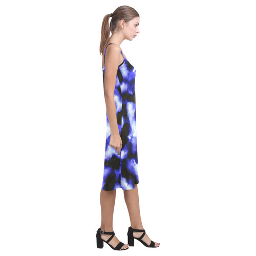 Blue Watercolor Boho Chic Alcestis Slip Dress (Model D05)