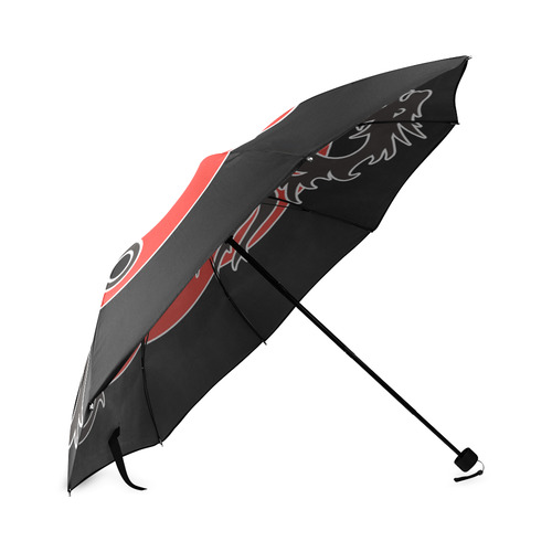 Sun Dragon with Pearl - black Red White Foldable Umbrella (Model U01)