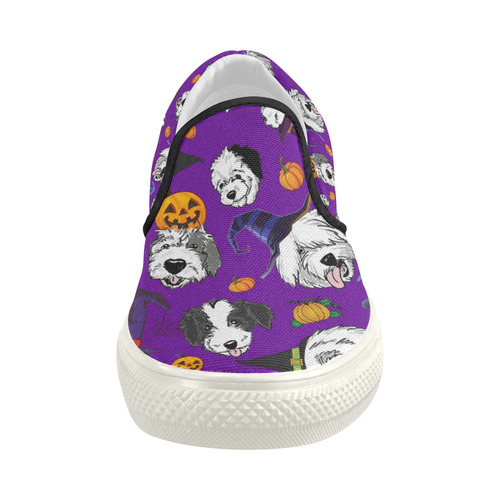 Halloween OES faces Purple Women's Slip-on Canvas Shoes (Model 019)