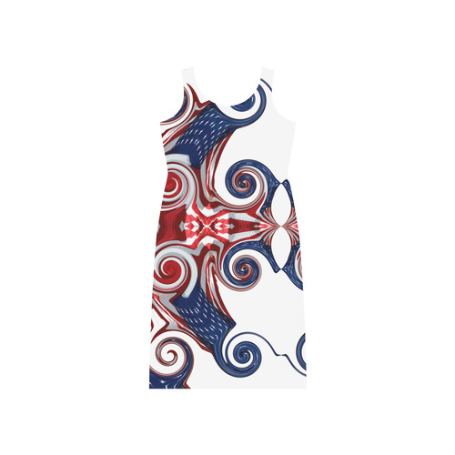 PATRIOTIC: United States Flag Abstract 2 Phaedra Sleeveless Open Fork Long Dress (Model D08)
