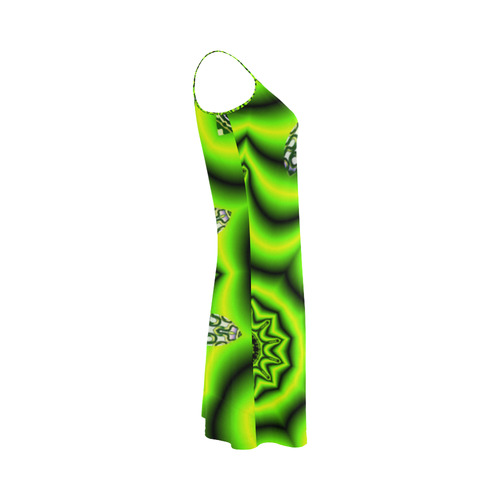 Spring Lime Green Garden Mandala, Abstract Spirals Alcestis Slip Dress (Model D05)