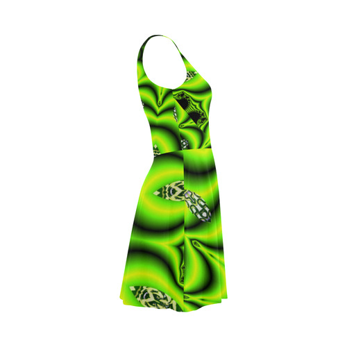 Spring Lime Green Garden Mandala, Abstract Spirals Atalanta Sundress (Model D04)