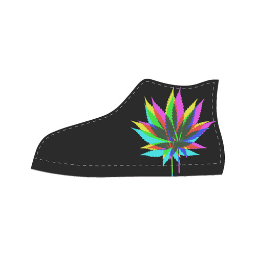 Wild Hemp Leaves - neon colored Men’s Classic High Top Canvas Shoes (Model 017)