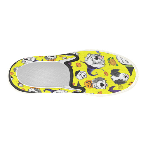 Halloween OES faces yellow Women's Slip-on Canvas Shoes (Model 019)