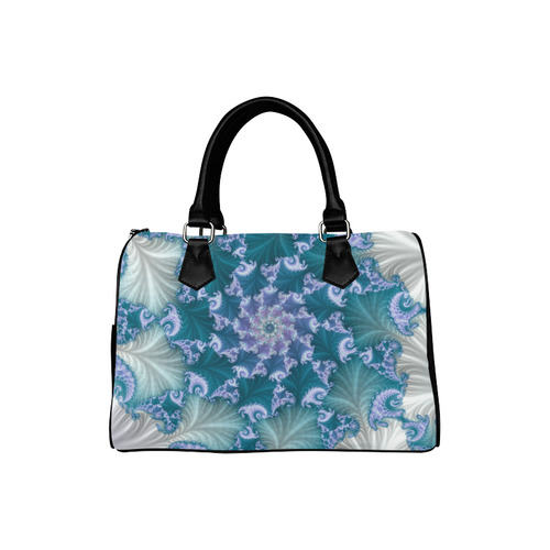 Floral spiral in soft blue on flowing fabric Boston Handbag (Model 1621)