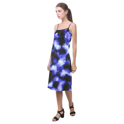 Blue Watercolor Boho Chic Alcestis Slip Dress (Model D05)