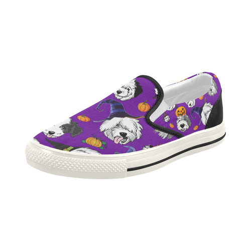 Halloween OES faces Purple Women's Slip-on Canvas Shoes (Model 019)