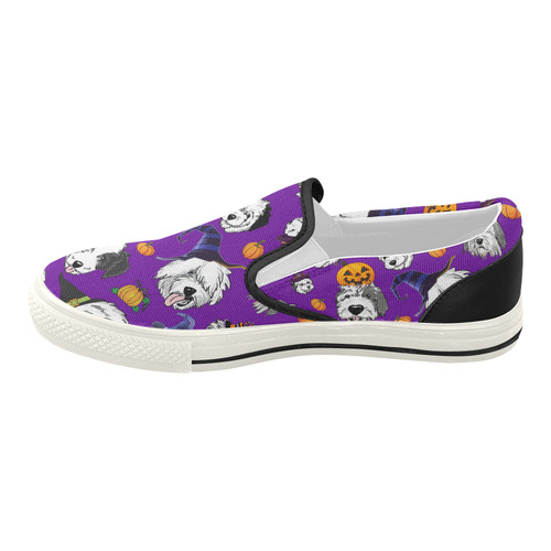 Halloween OES faces Purple Women's Slip-on Canvas Shoes (Model 019)