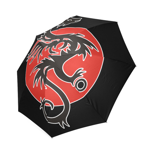 Sun Dragon with Pearl - black Red White Foldable Umbrella (Model U01)