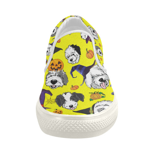 Halloween OES faces yellow Women's Slip-on Canvas Shoes (Model 019)