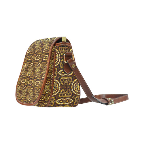 Detailed Espresso And Honey Pattern Saddle Bag/Small (Model 1649) Full Customization