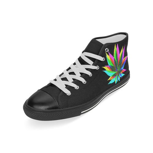 Wild Hemp Leaves - neon colored Men’s Classic High Top Canvas Shoes (Model 017)