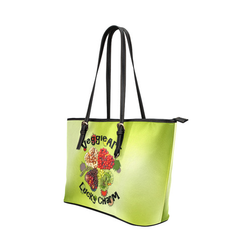 VeggieArt Lucky Charm Clover Leather Tote Bag/Small (Model 1651)