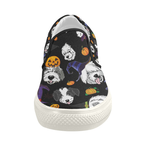 Halloween OES faces black copy Women's Slip-on Canvas Shoes (Model 019)