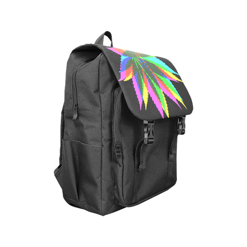 Wild Hemp Leaves - neon colored Casual Shoulders Backpack (Model 1623)