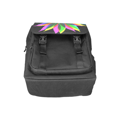 Wild Hemp Leaves - neon colored Casual Shoulders Backpack (Model 1623)