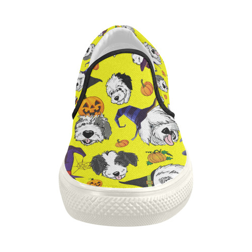 Halloween OES faces yellow Women's Slip-on Canvas Shoes (Model 019)