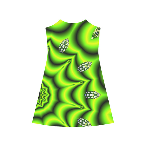 Spring Lime Green Garden Mandala, Abstract Spirals Alcestis Slip Dress (Model D05)