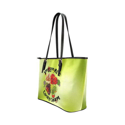 VeggieArt Lucky Charm Clover Leather Tote Bag/Small (Model 1651)