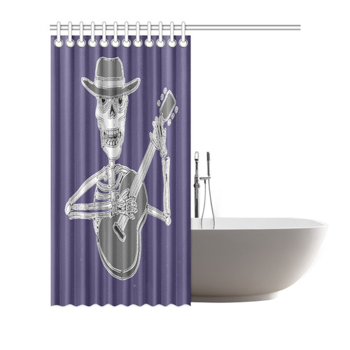 Cool Skeleton Playing Guitar Shower Curtain 72"x72"