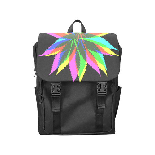 Wild Hemp Leaves - neon colored Casual Shoulders Backpack (Model 1623)