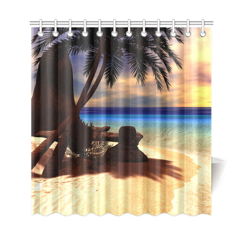 Awesome sunset over a tropical island Shower Curtain 69"x72"