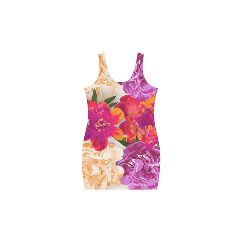 Beautiful Pink Orange Watercolor Floral Medea Vest Dress (Model D06)