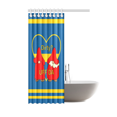 Dirty striped Swedish Uff Da Gnomes Tomte Nisser Shower Curtain 48"x72"