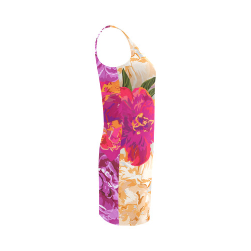 Beautiful Pink Orange Watercolor Floral Medea Vest Dress (Model D06)