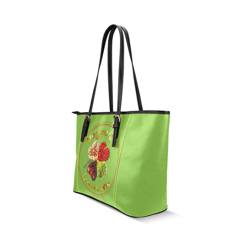 VeggieArt Lucky Charm Clover Leather Tote Bag/Small (Model 1640)