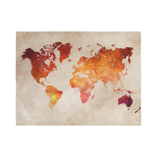 world map 33 Cotton Linen Wall Tapestry 80"x 60"