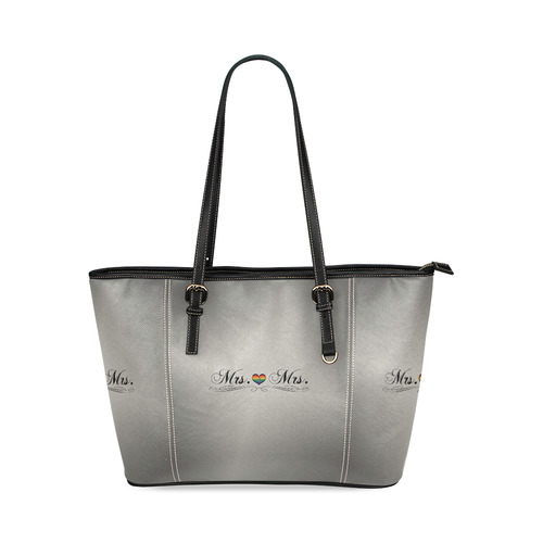 Mrs. & Mrs. Lesbian Design Leather Tote Bag/Large (Model 1640)