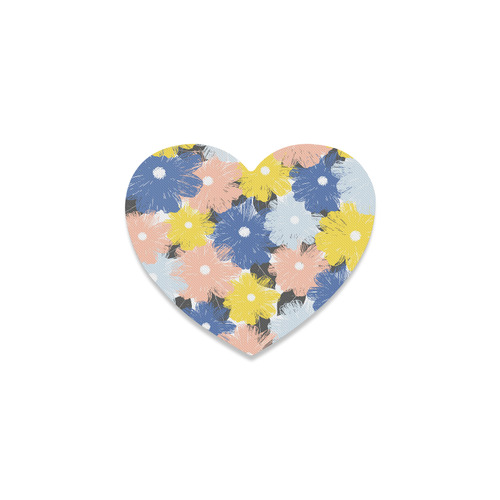Yellow and Blue Spring Floral Heart Coaster