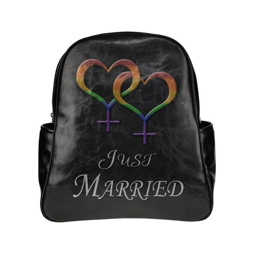 Just Married Lesbian Pride Multi-Pockets Backpack (Model 1636)
