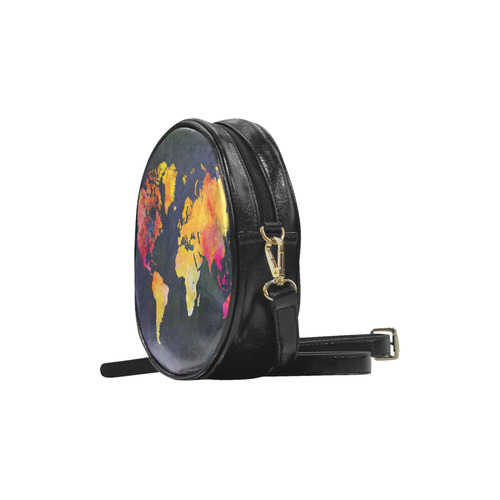 world map 31 Round Sling Bag (Model 1647)