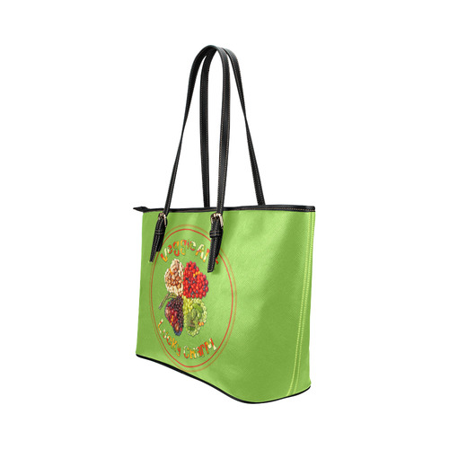 VeggieArt Lucky Charm Clover Leather Tote Bag/Large (Model 1651)