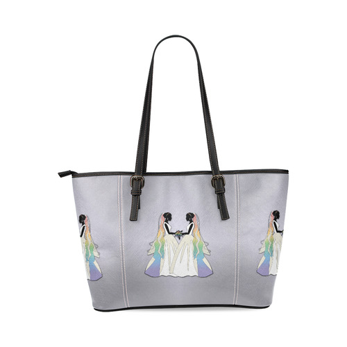 Ballgown Rainbow Brides Leather Tote Bag/Large (Model 1640)