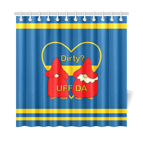 Dirty striped Swedish Uff Da Gnomes Tomte Nisser Shower Curtain 72"x72"