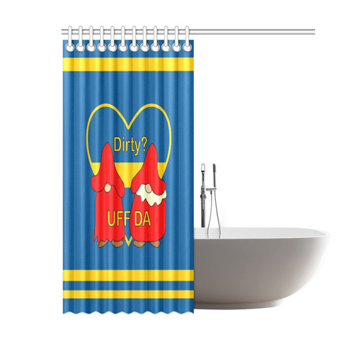 Dirty striped Swedish Uff Da Gnomes Tomte Nisser Shower Curtain 60"x72"