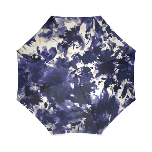 abstract floral in deep blue Foldable Umbrella (Model U01)