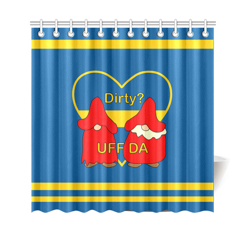 Dirty striped Swedish Uff Da Gnomes Tomte Nisser Shower Curtain 69"x70"