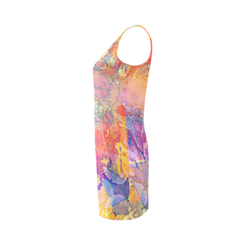 Watercolor Painting Splashes Pastel Multicolored Medea Vest Dress (Model D06)